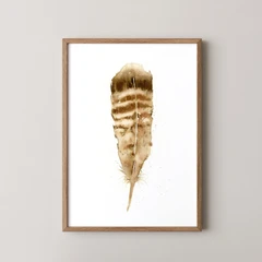 Image of a feather watercolor painting by Shayna Larsen, originals & prints available