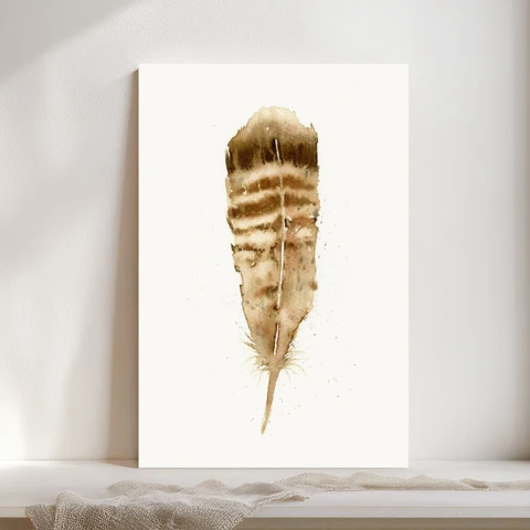Image of a feather watercolor painting by Shayna Larsen, originals & prints available