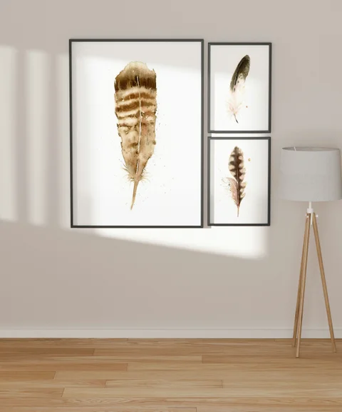 Image of a feather watercolor painting by Shayna Larsen, originals & prints available