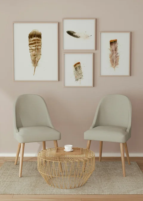 Image of a feather watercolor painting by Shayna Larsen, originals & prints available