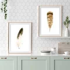 Image of a feather watercolor painting by Shayna Larsen, originals & prints available