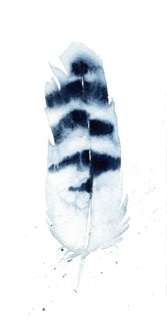 Image of a feather watercolor painting by Shayna Larsen, originals & prints available