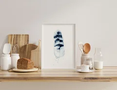 Image of a feather watercolor painting by Shayna Larsen, originals & prints available