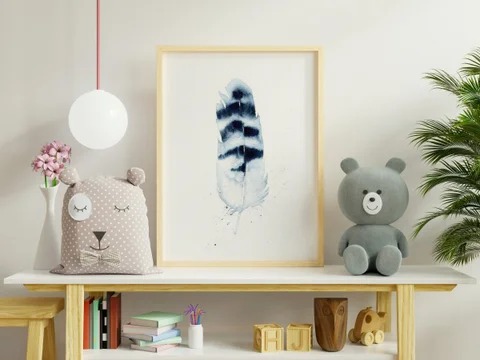 Image of a feather watercolor painting by Shayna Larsen, originals & prints available