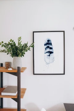 Image of a feather watercolor painting by Shayna Larsen, originals & prints available