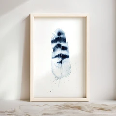 Image of a feather watercolor painting by Shayna Larsen, originals & prints available