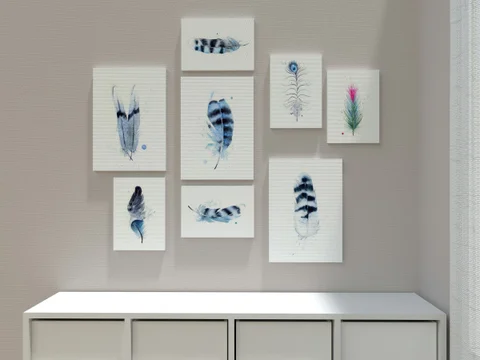 Image of a feather watercolor painting by Shayna Larsen, originals & prints available