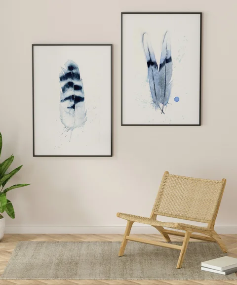 Image of a feather watercolor painting by Shayna Larsen, originals & prints available