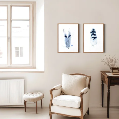 Image of a feather watercolor painting by Shayna Larsen, originals & prints available