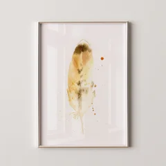 Image of a feather watercolor painting by Shayna Larsen, originals & prints available