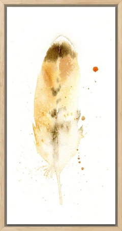 Image of a feather watercolor painting by Shayna Larsen, originals & prints available