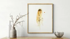 Image of a feather watercolor painting by Shayna Larsen, originals & prints available