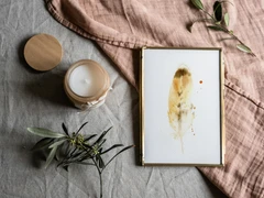 Image of a feather watercolor painting by Shayna Larsen, originals & prints available
