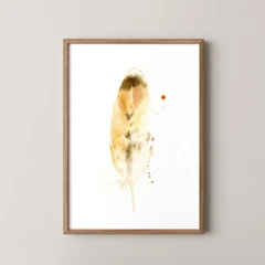 Image of a feather watercolor painting by Shayna Larsen, originals & prints available