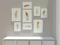 Image of a feather watercolor painting by Shayna Larsen, originals & prints available