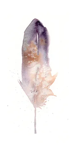 Image of a feather watercolor painting by Shayna Larsen, originals & prints available