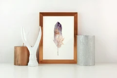 Image of a feather watercolor painting by Shayna Larsen, originals & prints available