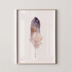 Image of a feather watercolor painting by Shayna Larsen, originals & prints available