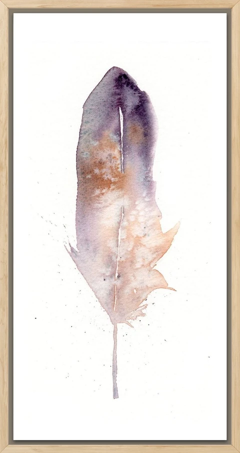 Image of a feather watercolor painting by Shayna Larsen, originals & prints available