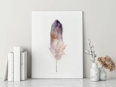 Image of a feather watercolor painting by Shayna Larsen, originals & prints available