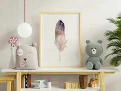 Image of a feather watercolor painting by Shayna Larsen, originals & prints available