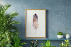 Image of a feather watercolor painting by Shayna Larsen, originals & prints available