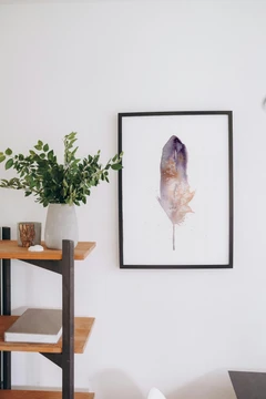 Image of a feather watercolor painting by Shayna Larsen, originals & prints available