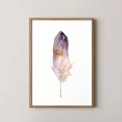 Image of a feather watercolor painting by Shayna Larsen, originals & prints available
