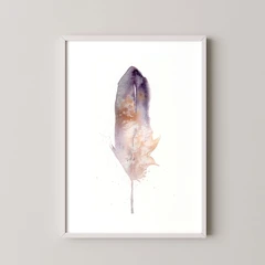 Image of a feather watercolor painting by Shayna Larsen, originals & prints available