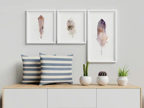 Image of a feather watercolor painting by Shayna Larsen, originals & prints available