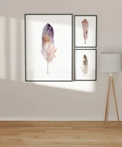 Image of a feather watercolor painting by Shayna Larsen, originals & prints available