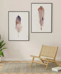 Image of a feather watercolor painting by Shayna Larsen, originals & prints available
