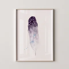 Image of a feather watercolor painting by Shayna Larsen, originals & prints available