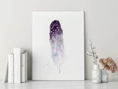 Image of a feather watercolor painting by Shayna Larsen, originals & prints available