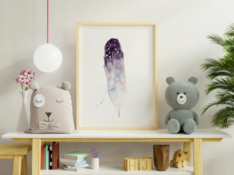 Image of a feather watercolor painting by Shayna Larsen, originals & prints available