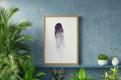 Image of a feather watercolor painting by Shayna Larsen, originals & prints available