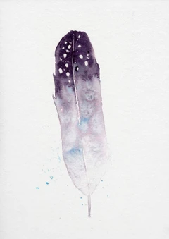 Image of a feather watercolor painting by Shayna Larsen, originals & prints available