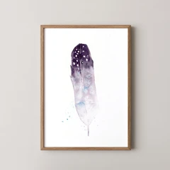 Image of a feather watercolor painting by Shayna Larsen, originals & prints available