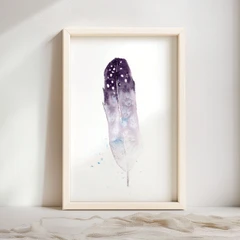 Image of a feather watercolor painting by Shayna Larsen, originals & prints available