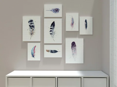Image of a feather watercolor painting by Shayna Larsen, originals & prints available