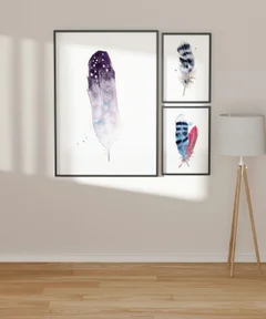 Image of a feather watercolor painting by Shayna Larsen, originals & prints available