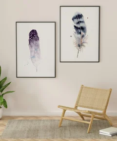 Image of a feather watercolor painting by Shayna Larsen, originals & prints available