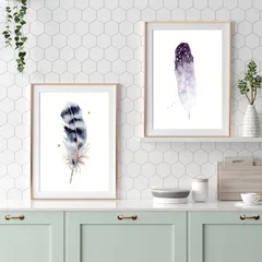 Image of a feather watercolor painting by Shayna Larsen, originals & prints available