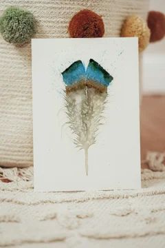 Image of a feather watercolor painting by Shayna Larsen, originals & prints available