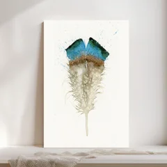 Image of a feather watercolor painting by Shayna Larsen, originals & prints available