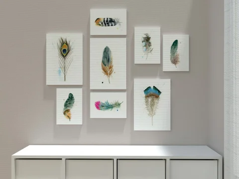 Image of a feather watercolor painting by Shayna Larsen, originals & prints available