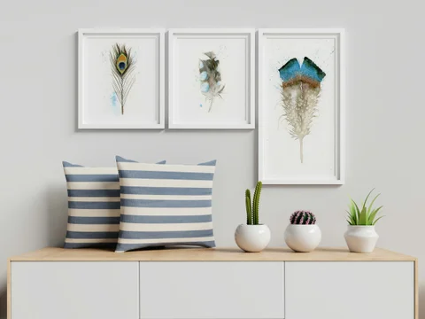 Image of a feather watercolor painting by Shayna Larsen, originals & prints available