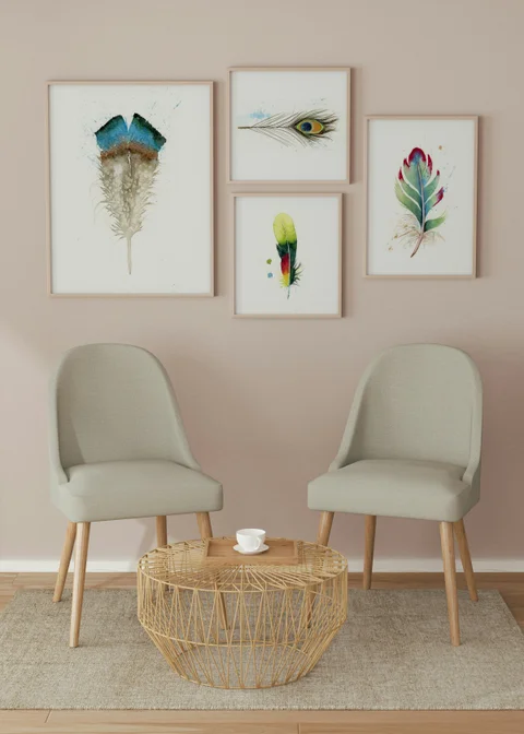 Image of a feather watercolor painting by Shayna Larsen, originals & prints available