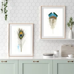 Image of a feather watercolor painting by Shayna Larsen, originals & prints available