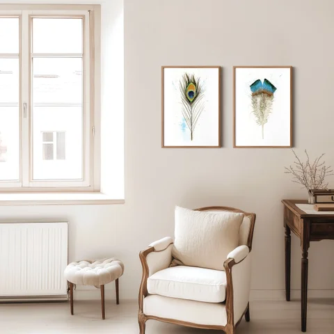 Image of a feather watercolor painting by Shayna Larsen, originals & prints available